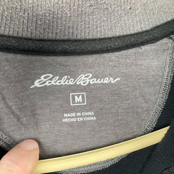 Eddie Bauer Mens Sweatshirt M  Black Fleece Pullover Cotton Polyester Blend - Picture 5 of 7